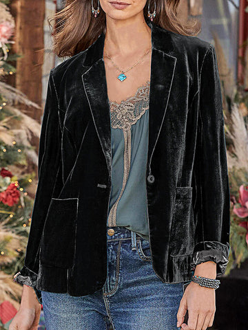 Airchics blazer velours boutonnage avec poches manches longues femme élégant